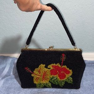 Vintage MILLICENT BEADED floral satchel BAG